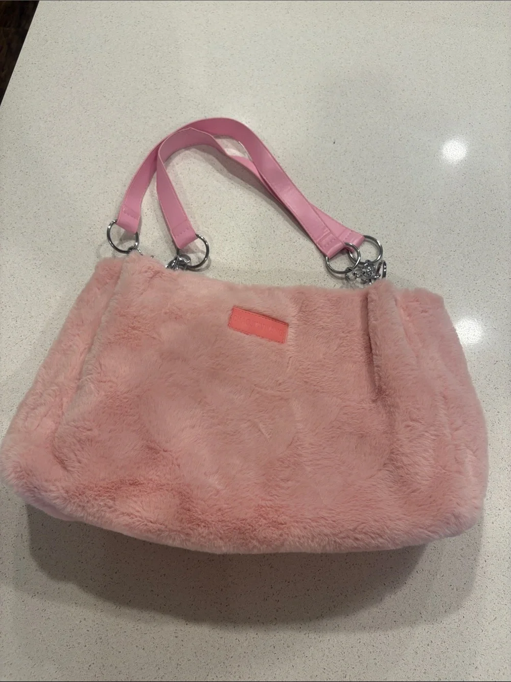 Pink Faux Fur Shoulder Bag